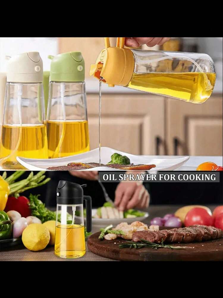 1 pieza Botella dispensadora de aceite de 470ml (16.5 onzas) para cocina - Dispensador de aceite de oliva 2 en 1 y vaporizador de aceite - Botella de aceite de oliva de 470ml - Vaporizador de aceite para cocinar, cocina de restaurante, ensalada, barbacoa - Multicolor - Ver 6