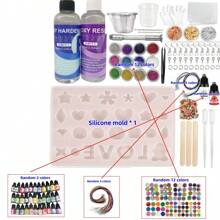 Epoxy Resin Mold Jewelry Making Kit, Including Alphabet Silicone Molds, Earring & Pendant Silicone Molds, Casting Tools, Resin Dripping Molds, Decorative Silicone Molds For Stars, Hearts, LOVE, Snowflakes, Circles, Suitable For Chocolate, Jelly, Cookies. Also Includes Random Color Glitter, Resin Colorant, 200ml AB Resin Glue Set (Pre-Mixed, Quick Curing, High Clarity, Durable, Low Odor), For DIY Jewelry, Keychains, Ornaments