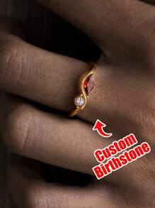 Marquise-Exclusive Birthstone Eternal Vow Ring: Supports Personalized Birthstone Customization, A Light Luxury Jewelry For Proposing To Lovers, Showing Gratitude To Parents, Or Celebrating Friendship With Best Friends. Perfect As A Valentine's Day Heartbeat Gift, Christmas Surprise Box, Or Mother's/Father's Day Treasured Present-Embodies Brilliant Love With Its Unique Marquise-Cut Gemstone.