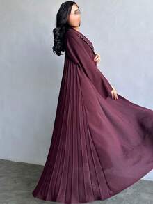 Váy Abaya, Áo choàng thanh lịch, Phong cách Dubai Âu Mỹ, Khiêm tốn - màu đỏ hạt dẻ - Xem 5