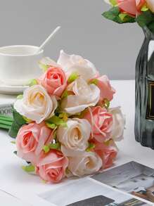 12 Artificial Rose Hand-Held Flowers, Multi-Color Simulated Silk Roses, Used For Parties, Home Proposals, Weddings, Brides, Wedding Decorations