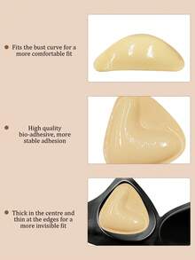 1 Pair Of Plus Size Double Sided Self-Adhesive Bra Pads, Chest Pads Adhesive Pads, Reusable Padding Pads, Bra Bikini Invisible Thickened Chest Pads Waterproof For Swimming - Multicolor - View 11