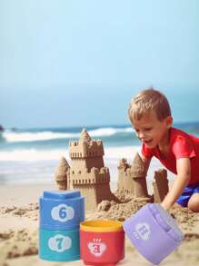 Tazas apilables educativas para niños de colores aleatorios, juguete torre arcoíris para niños, tazas apilables de anillos para niños, juguetes de playa, regalos de festivales, regalos de cumpleaños (color aleatorio)
