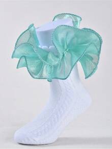 1/6 Pairs Toddler Girls Ruffle Trim Fashion Style Socks - Multicolor - View 5