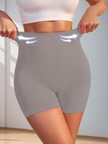 2PCS Tummy Control Shapewear Sports Shorts Seamless Stretchy Biker Shorts For Summer - Multicolor - View 4