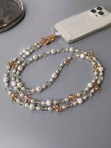 水晶莱茵石球挂绳带 - 斜挎/单肩款式，长度较长，适合户外、旅行、摄影、购物，可与手机兼容，可作为送给母亲、家人、朋友、生日、节日的礼物，手机挂饰，手机链