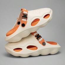 Men's Anti-Slip Beach Sandals, Outdoor Thick Bottom Clogs, Bubble Slippers With Toe Cover, Slip-On Slouchy Shoes For Students - Rice Orange - View 7