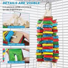 3pcs Colorful Wood Block & Paper Shredding Parrot Chewing Toys, Suitable For Parrots & Other Birds, Intelligent, Detachable Bird Cage Decor - Multicolor - View 5