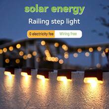 4/8/12 件太阳能楼梯灯，户外楼梯照明，半嵌入式安装，光传感器控制，镍电池，塑料灯罩，太阳能充电，可拆卸灯具，含硬件