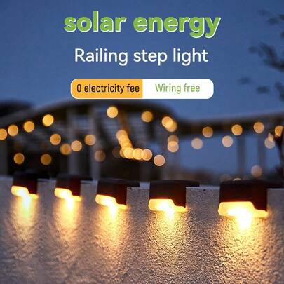 Đèn cầu thang năng lượng mặt trời 4/8/12 chiếc, Đèn cầu thang ngoài trời, Lắp đặt bán nhúng, Điều khiển cảm biến quang, Pin niken, Chụp đèn bằng nhựa, Sạc năng lượng mặt trời, Đèn chiếu sáng có thể tháo rời, Bao gồm phần cứng