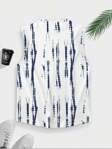 Vacation Print Sleeveless Casual Tank Top - White - View 3