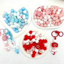 25/28pcs Set New 3D Nurse Style Silicone Beads, 15mm Round Beads, Keychain Pendant Used For DIY Pen Jewelry Making Gift Craft Bracelet Making - 3D Nurse Series - View 3