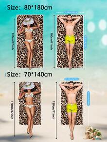 1pc Oversized Leopard Print Beach Towel, Super Soft & Lightweight Microfiber, Highly Absorbent, Suitable For Summer Beach Use - Brown - View 2