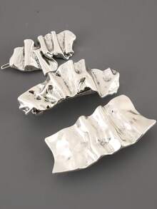 1个金属亮面波浪折叠不对称简约发夹发饰弹簧夹，发饰 - 彩色 - 查看 11