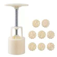 4 件套 DIY 月饼模具，非常适合中秋节和烘焙 - 绿豆月饼模具、饼干模具、圆形花饼模具 - 白色 - 查看 6