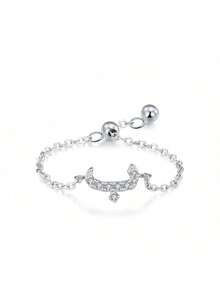 1 Stück 925 Sterling Silber eleganter & einfacher arabischer Buchstaben Ketten-Verstellbarer Ring als Geschenk für Frauen, Hochzeit, Geburtstag, Muttertag - Brief - Übersicht 40