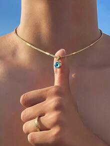 Collana con occhio di demone, collana con occhio d'angelo, collana dorata/argento, collana con occhio d'angelo con diamanti, catena a torsione, catena a forma di osso di serpente, catena a tubo quadrato, catena da maglione, vintage personalizzato, design, pendente rotondo, adatto per la vita quotidiana degli uomini, regali per gli uomini, regalo di compleanno, regalo per l'anniversario, stile punk, collana per matrimoni, celebrazioni e feste, casual, outfit da ufficio, accessori