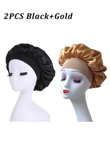 Bonnet de soie pour dormir, bonnets à cheveux en satin, bonnet de nuit en soie à bande élastique douce, enveloppement de cheveux en soie pour cheveux bouclés, idéal pour préserver les boucles pendant la nuit, bonnets de douche toutes saisons, confortable pour les patients en chimiothérapie, décoration de salle de bain d'été, bonnet de cheveux pour la rentrée scolaire