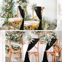 1pc/5pcs/10pcs/20pcs (275*40cm) Chiffon Fabric Chair Sash, Wedding Aisle Chair Bow Design, Universal Chair Cover Sash Suitable For Wedding Reception Party Hotel Event Decoration (Sage Green)