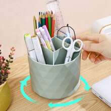 Rotatable Makeup Brush Holder Storage Bin, Vanity Organizer For Eyebrow Pencils, Lipsticks, Pen Cup Round Shape For Desk, Student Dormitory