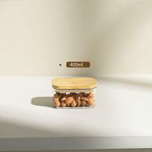 带竹盖的矩形透明储物罐，用于存放糖、咖啡、面食、茶、糖果、坚果等食品 - 彩色 - 查看 8