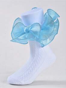 1/6 Pairs Toddler Girls Ruffle Trim Fashion Style Socks - Multicolor - View 4