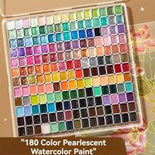 Set de 180 colores de pigmentos de acuarela de perla falsa sólida - Suministros de arte profesionales para pintura, arte de uñas y manualidades de flores de hilo | Muy pigmentados, fáciles de recoger | Ideal para artistas, estudiantes y entusiastas del DIY