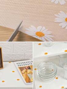 1 rollo de tapete con estampado de margaritas para estantes de cocina, forro no adhesivo para cajones, forro antideslizante para refrigerador, almohadilla de EVA impermeable para nevera, estera para armarios, manteles fáciles de colocar