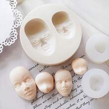 硅胶软糖模具用于 DIY 蛋糕装饰、动漫卡通人物面部表情发型造型娃娃头形工艺品、聚合物粘土雕塑用品