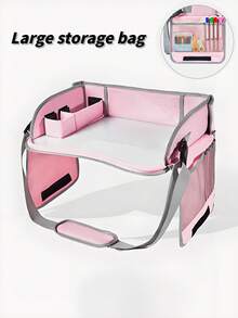 1pc Multifunctional Car Tray Baby/Child Seat Learning Entertainment Table Main Passenger Seat Back Storage Lightweight And Easy To Carry Equipped With Cup Holder To Prevent Items From Sliding Removable Storage Bag To Increase Storage - Pink - View 1