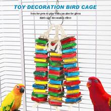 3pcs Colorful Wood Block & Paper Shredding Parrot Chewing Toys, Suitable For Parrots & Other Birds, Intelligent, Detachable Bird Cage Decor - Multicolor - View 7