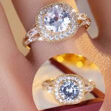 1pc Women's Luxury Elegant High-End Shiny Zirconia Ring, Party Jewelry, Holiday Gift