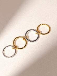 1 Stück Damen Mode Edelstahl Multi-Loop Kubikzirkonia Ring mit Layered Design, geeignet für den täglichen Gebrauch und Partys