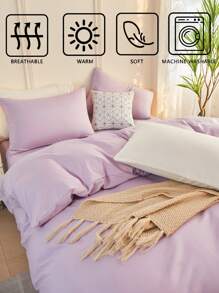 Set de 2 fundas de almohada de microfibra premium cepillada en color púrpura claro, funda de almohada suave y transpirable sin relleno, lujosa, ultra suave y transpirable, lavable a máquina, buen regalo para amigos y viajes. Fundas de almohada refrescantes con cierre de sobre, funda de almohada de lujo, protector de almohada de hotel ultra suave, se ajusta a la medida estándar de cama Queen, King y Twin en dormitorio escolar y ropa de cama.