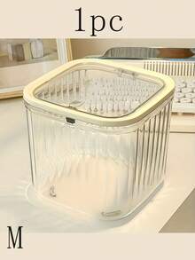 Caixa organizadora de plástico transparente e impermeável com tampa, sensível à pressão, para mesa, ideal para guardar joias e acessórios de cabelo, incluindo acessórios como tiaras, sombras, batons, presilhas e cotonetes. Perfeita também para guardar sabão em pó, folhas para secadora, acessórios de cabelo e joias. Ideal para lavanderia, dispensador de roupas, organizador de acessórios de cabelo e outras ocasiões. Ótima opção de presente para o Dia das Mães e Dia dos Namorados. - Multicolorido - Ver 13