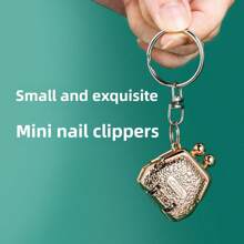 1 Pc Mini Wallet & Nail Clipper, Stainless Steel Foldable Portable Cute Nail Care Tool With Keychain, Can Be Hung On Backpack Handbag