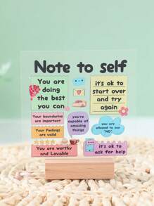 1pc Inspirational Acrylic Desk Card With Wooden Base,Positive Thought Sign Inspirational Quotes Decor For Home Office Desk Decorations,Birthday Gifts,Party Favors,Positive Affirmation & Self-Love Reminder, Colorful Encouragement Note For Office, Schol,Motivational Tool,Colorful Desk Card,Acrylic Note Card