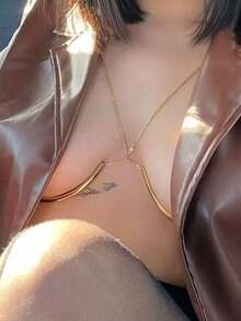 1pc Fashion Sexy Metal Bra Chain Body Jewelry For Women Simple Summer Vacation Beach Rave Luxury Festival Bikini Chest Chain Top Party Body Chain Jewelry