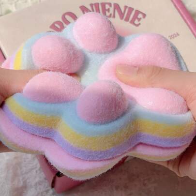 1/4 piezas Juguetes apretables hechos a mano con forma de pata de gato estilo Taba, juguetes apretables en forma de pata de gato arcoíris, juguetes antiestrés, Kawaii esponjosos de gatos, bolas de pelo de patas de gato, juguetes sensoriales de patas de gato Fufu para alivio del estrés