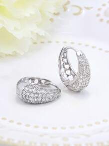 Pendientes de aro de zirconia cúbica hipoalergénicos, color dorado, elegantes y clásicos para mujeres, adecuados para uso diario, regalo de cumpleaños