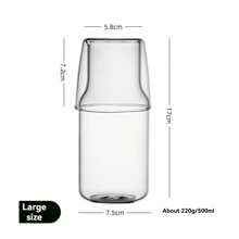 500ml/360ml Small Bedside Water Carafe And Glass Set With Tumbler Glass For Nightstand Bedroom, Heat-Resistant Borosilicate Glass Carafe Set, Juice Milk Water Drinkink Cup Carafes, Clear
