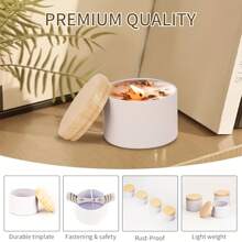 56 peças/12 conjuntos Latas de Velas Brancas, Potes de Vela Brancos Foscos de 4 Onças com Tampas Estampa de Madeira para Fazer Velas, Suportes de Pavio, Adesivos de Pavio para Fazer Velas, Artesanato DIY, Armazenamento de Pequenos Itens