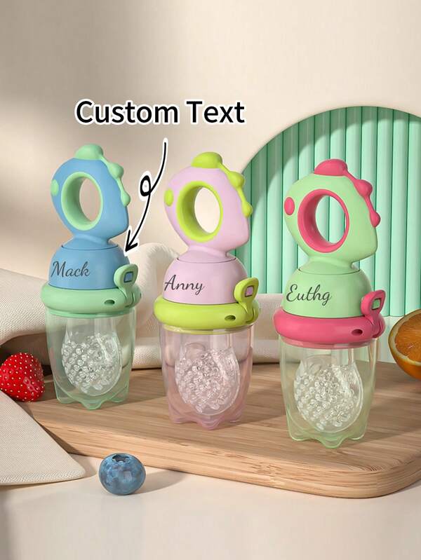 1pc Personalized Baby Silicone Fruit & Vegetable Chew Toy, Custom Name Logo Teether, Juice Feeder, Rotatable Push Feeding Utensil,Multi-Functional,Ornamental,Letter,Stylish,Modern,Colorful,Cute,Adorable,Casual,Custom,Personalised,Unique,Customized,Ideal Gifts For Him,Ideal Gifts For Her, Son, Daughter