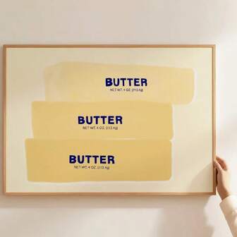 1 件黄油艺术帆布印刷海报、现代厨房装饰、墙壁艺术、流行艺术食物印刷品、时尚厨房艺术、美食绘画、现代家庭客厅卧室无框装饰墙壁艺术