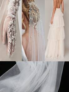 1 mảnh vải tuyn trắng, 100% vải tuyn polyester trong suốt, thích hợp để trang trí tiệc, váy ba lê, váy bàn, đồ thủ công, ruy băng tự làm - trắng - Xem 6