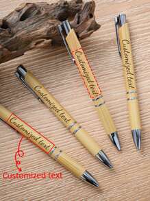 Customizable Ballpoint Pen, Bamboo & Metal Pen, Creative Logo Gift, Suitable For Office, Back To School, Wedding, Holiday Gifts For Parents, Colleagues, Friends