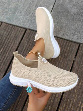 Women's Mesh Casual Shoes, Thick Sole Breathable Sneakers, Slip-On Outdoor & Daily Versatile Footwear, Spring/Summer