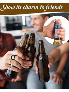1/6pcs Stainless Steel Bottle Opener Ring, Titanium Steel Finger Ring Bottle Opener, Cool Bar Kitchen Accessories, Stainless Steel Ring Jewelry - Multicolor - View 6