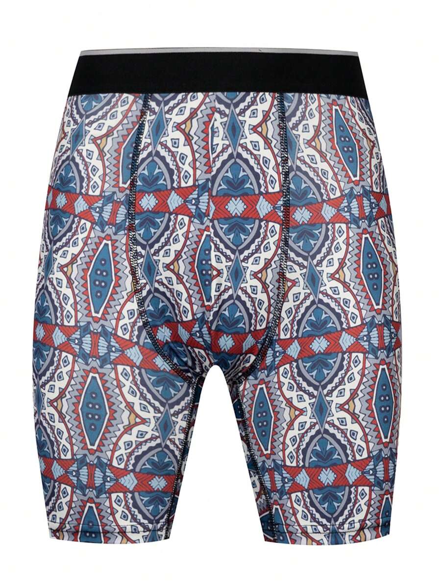 Men's Elastic Allover Print Boxer Briefs, Comfortable Holiday Wear - Dusty Blue - View 1