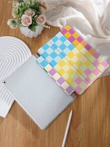 Colorful Plaid Pattern Protective Case Compatible With IPad 7/8/9/10.2-Inch, IPad 10th Gen, Compatible With Kindle Paperwhite 12th Gen 2024, Kindle (11th Generation) 2022 Release, Compatible With Samsung Galaxy Tab, The Folio Case Has Auto Sleep/Wake Function, Multiple Styles Available - Multicolor - View 3